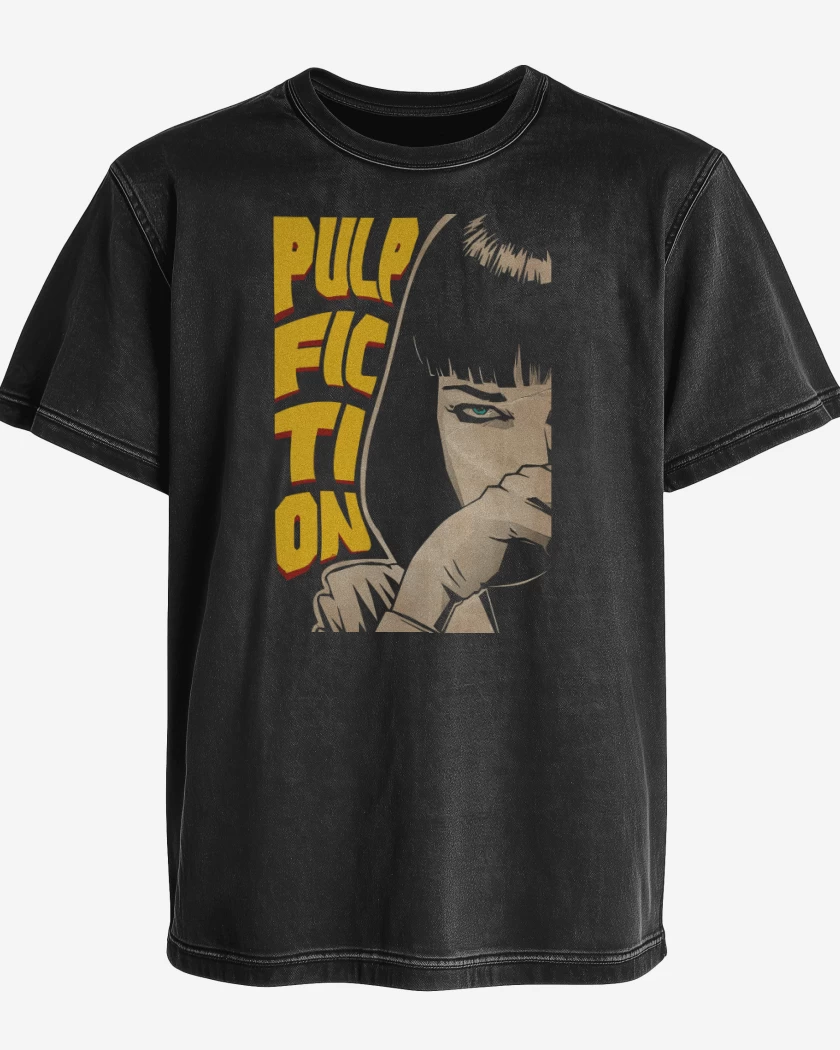 Polera desgastada Negro de Mia Wallace