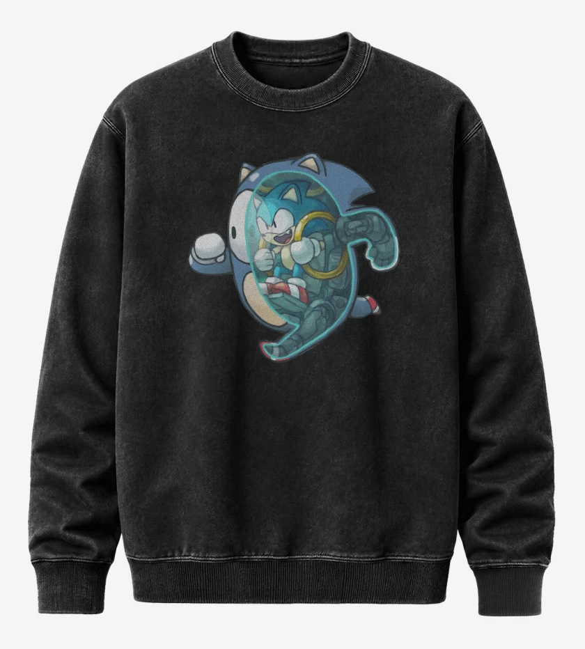 Poleron Polo Acid Wash Negro de Fall Sonic