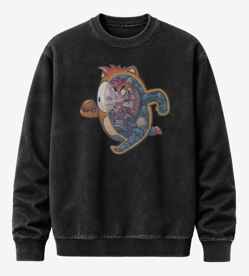 Poleron Polo Acid Wash Negro de Fall Crash