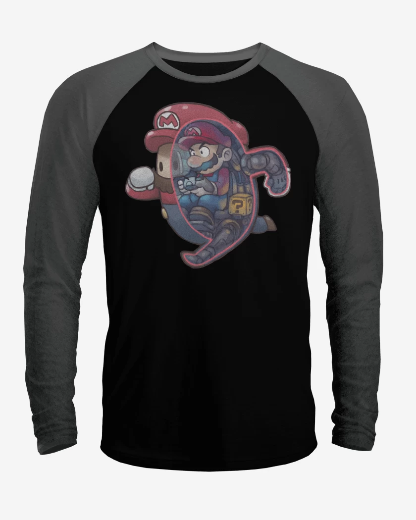 Polera Raglan Negro / Negro Heather de Fall Bigote