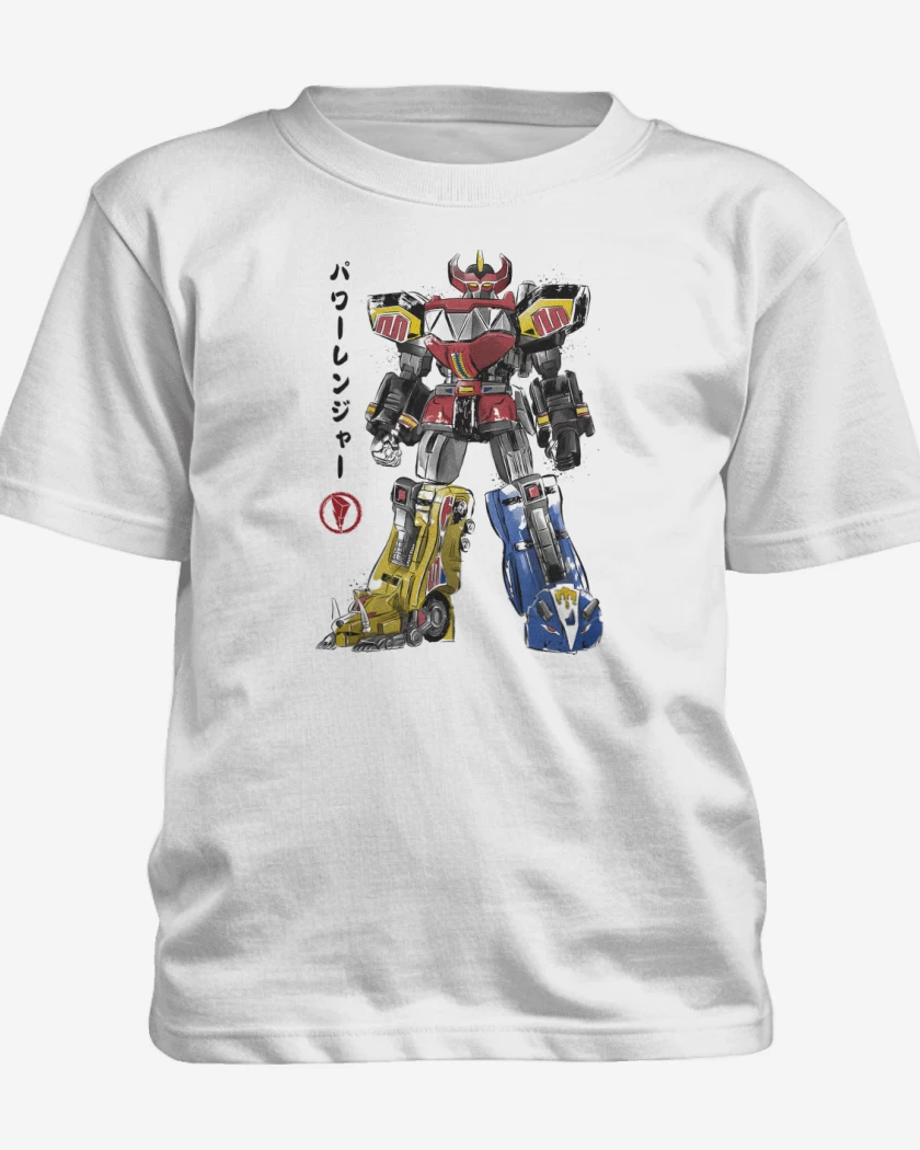 Polera de niño Blanco de Mighty Morphin Megazord