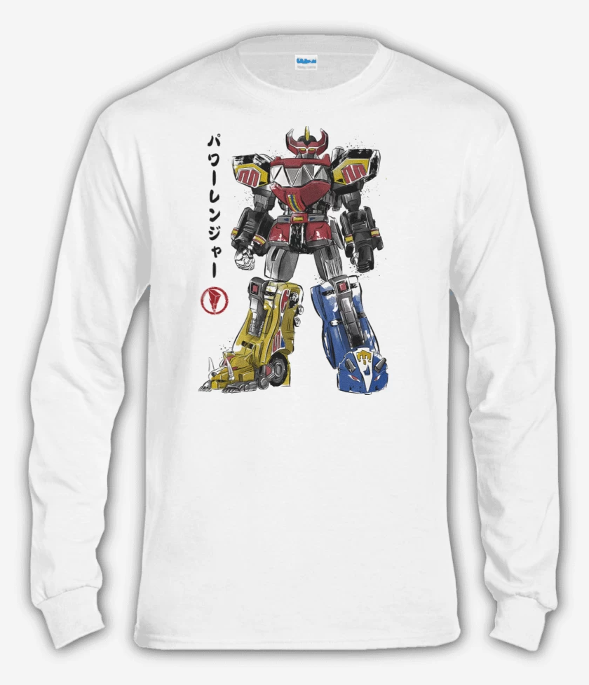Polera manga larga Blanco de Mighty Morphin Megazord