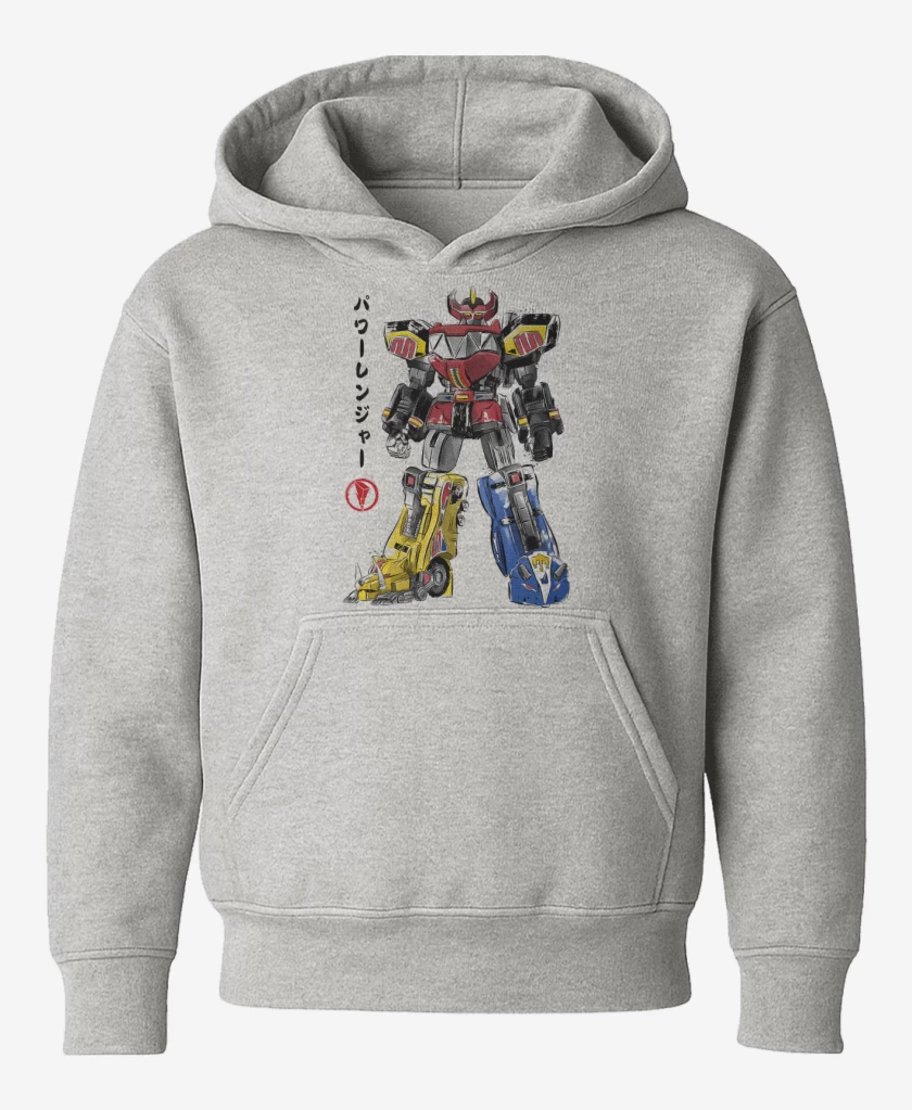 Poleron de niño Gris Melange de Mighty Morphin Megazord
