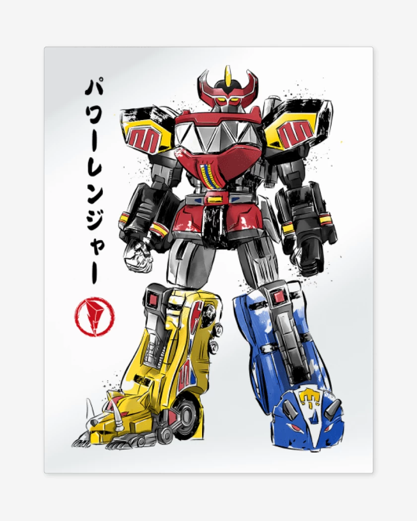 Print metalico Blanco de Mighty Morphin Megazord
