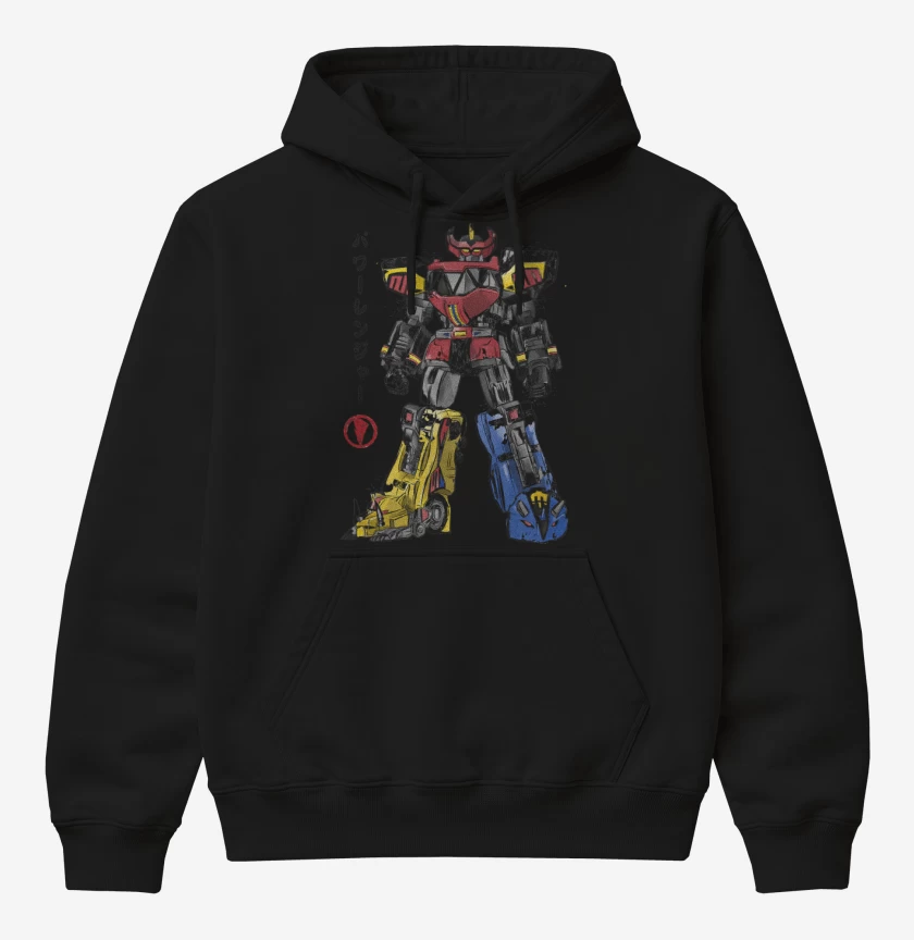 Poleron Canguro básico Negro de Mighty Morphin Megazord