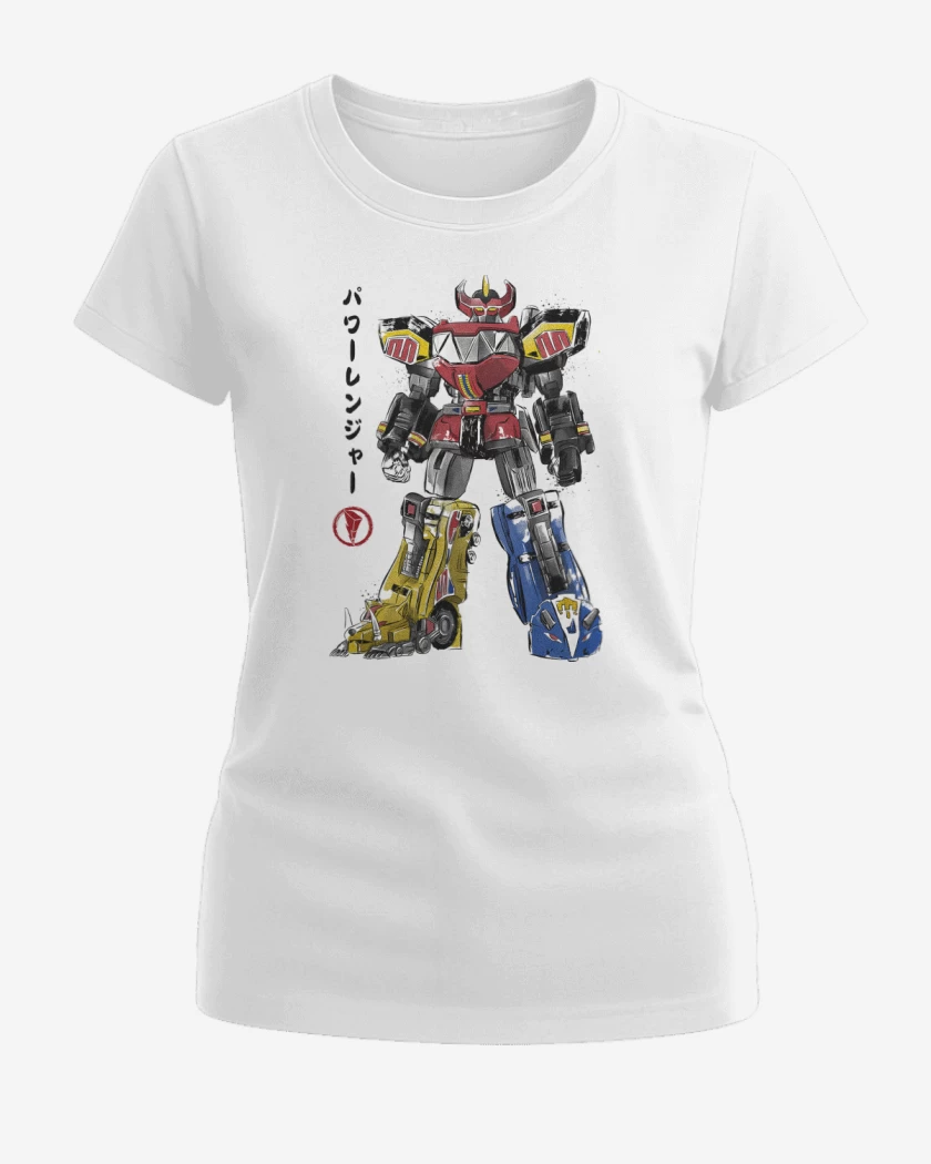 Polera de Mujer Blanco de Mighty Morphin Megazord