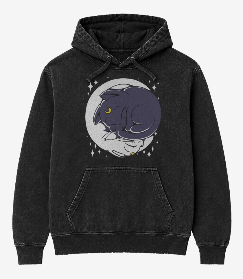 Poleron Canguro Acid Wash Negro de Sailor Gatitos
