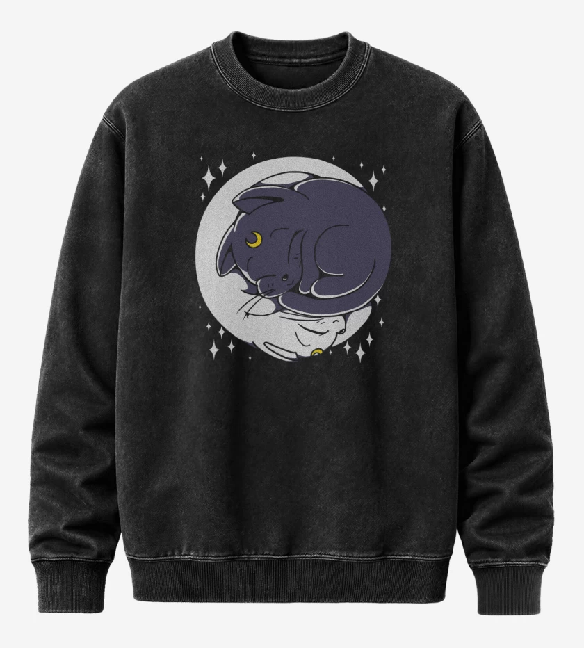 Poleron Polo Acid Wash Negro de Sailor Gatitos