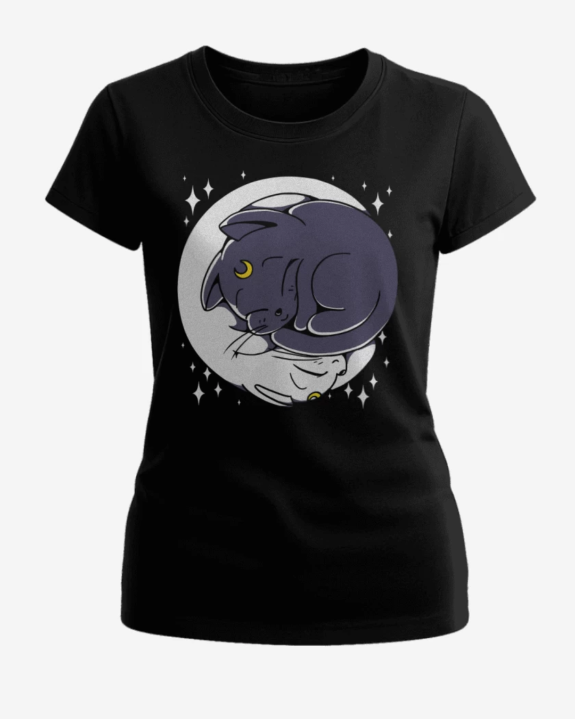 Polera de Mujer Negro de Sailor Gatitos