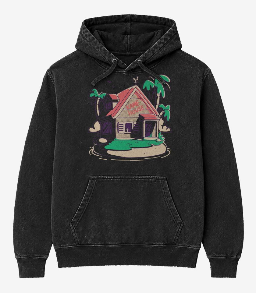 Poleron Canguro Acid Wash Negro de Kame House
