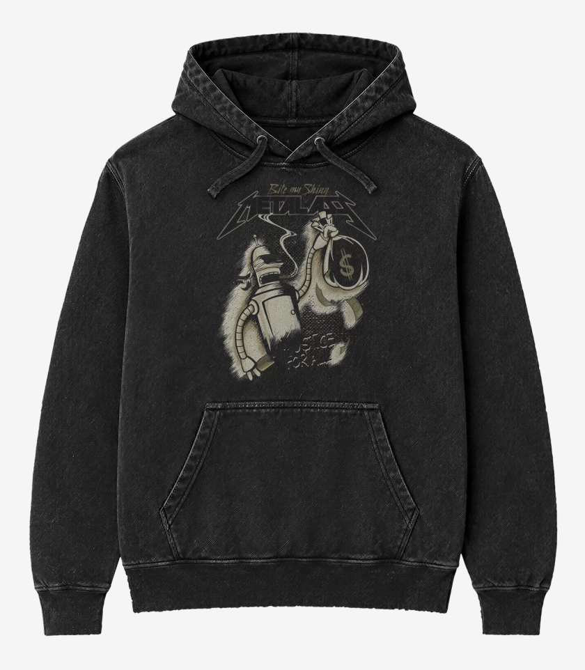 Poleron Canguro Acid Wash Negro de Injustice For All