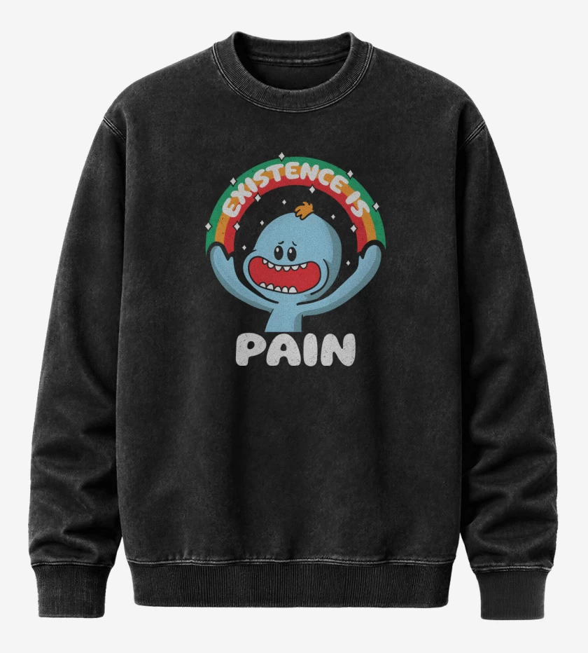 Poleron Polo Acid Wash Negro de Existence is Pain 