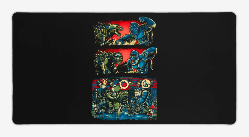 Mouse pad Gamer Negro de Yoshizila vs DonKing Kong