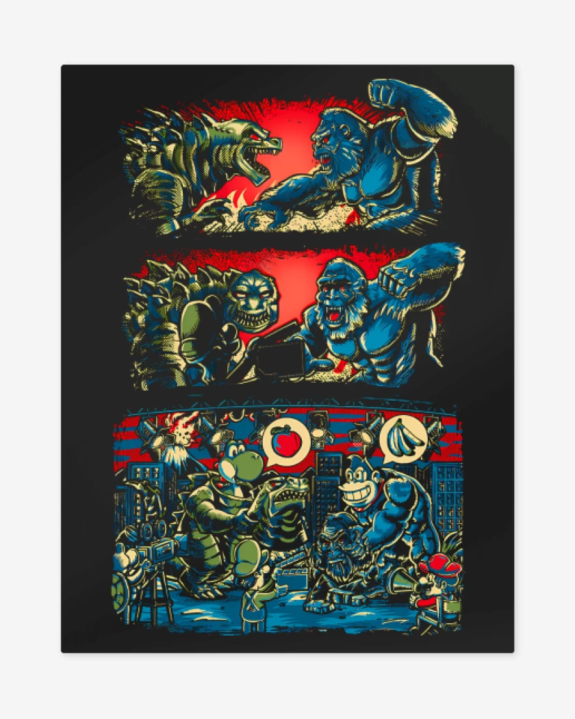 Print metalico Yoshizila vs DonKing Kong
