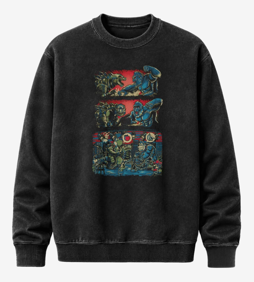 Poleron Polo Acid Wash Negro de Yoshizila vs DonKing Kong