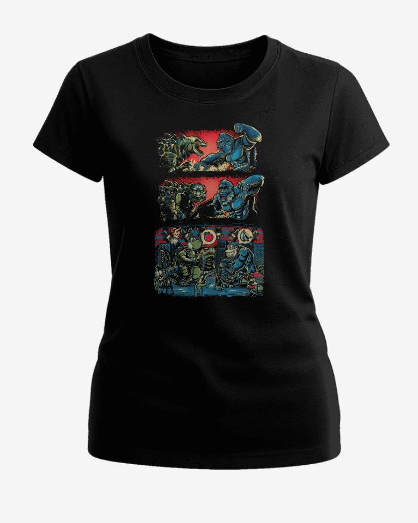 Polera de Mujer Negro de Yoshizila vs DonKing Kong
