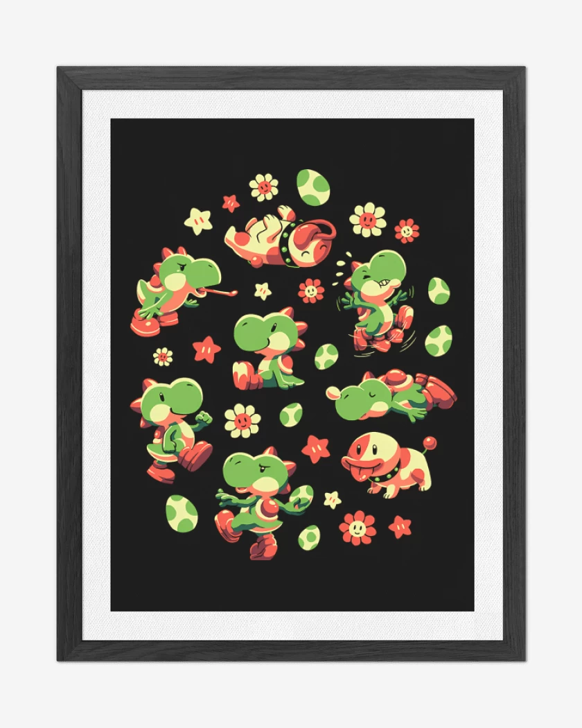 Cuadro decorativo Negro de Las Aventuras de Yoshi