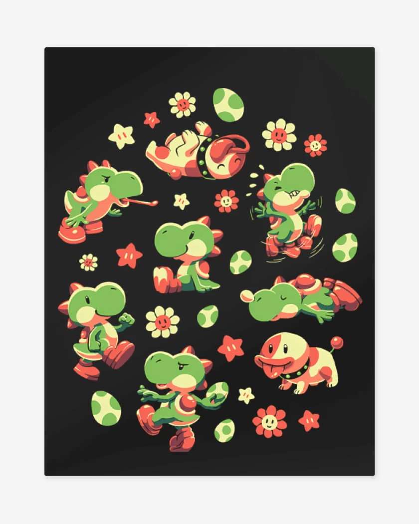 Print metalico Negro de Las Aventuras de Yoshi