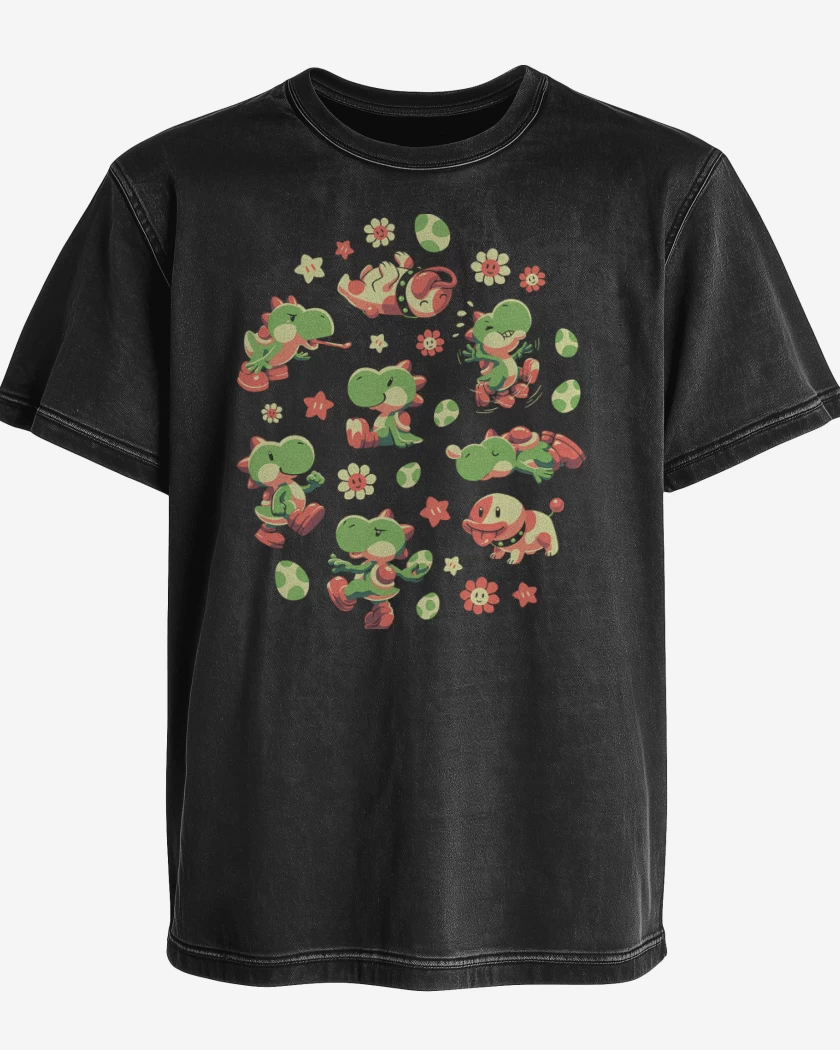 Polera desgastada Negro de Las Aventuras de Yoshi