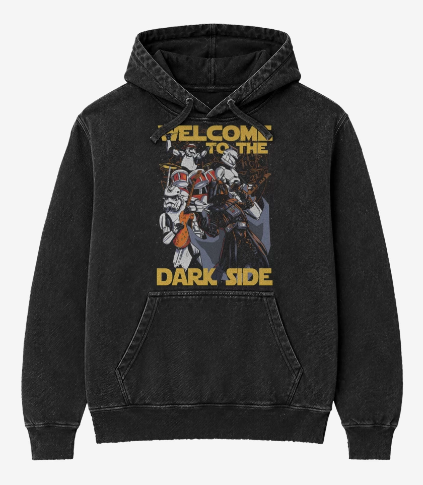 Poleron Canguro Acid Wash Negro de Welcome to the Dark Side