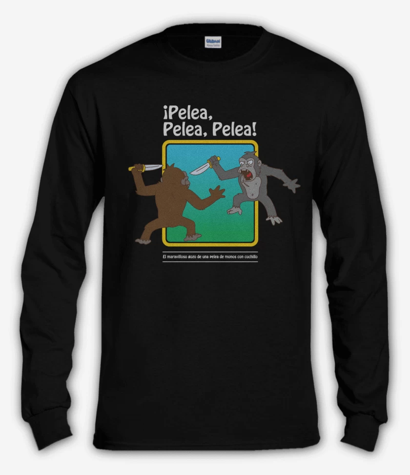 Polera manga larga Negro de Pelea Pelea Pelea