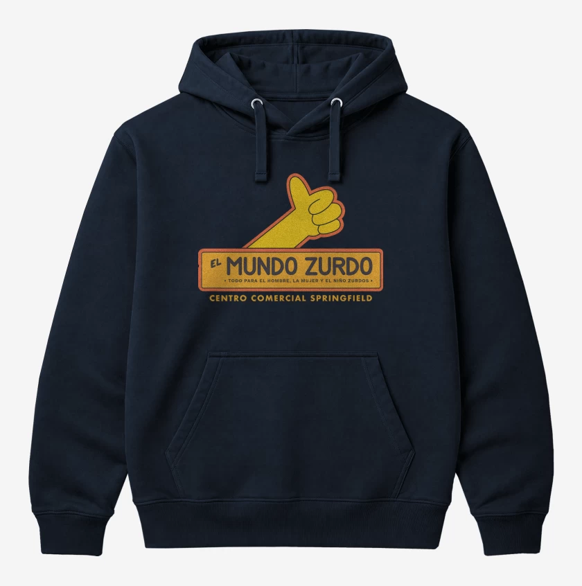 Polerón Canguro Azul Marino de Mundo Zurdo