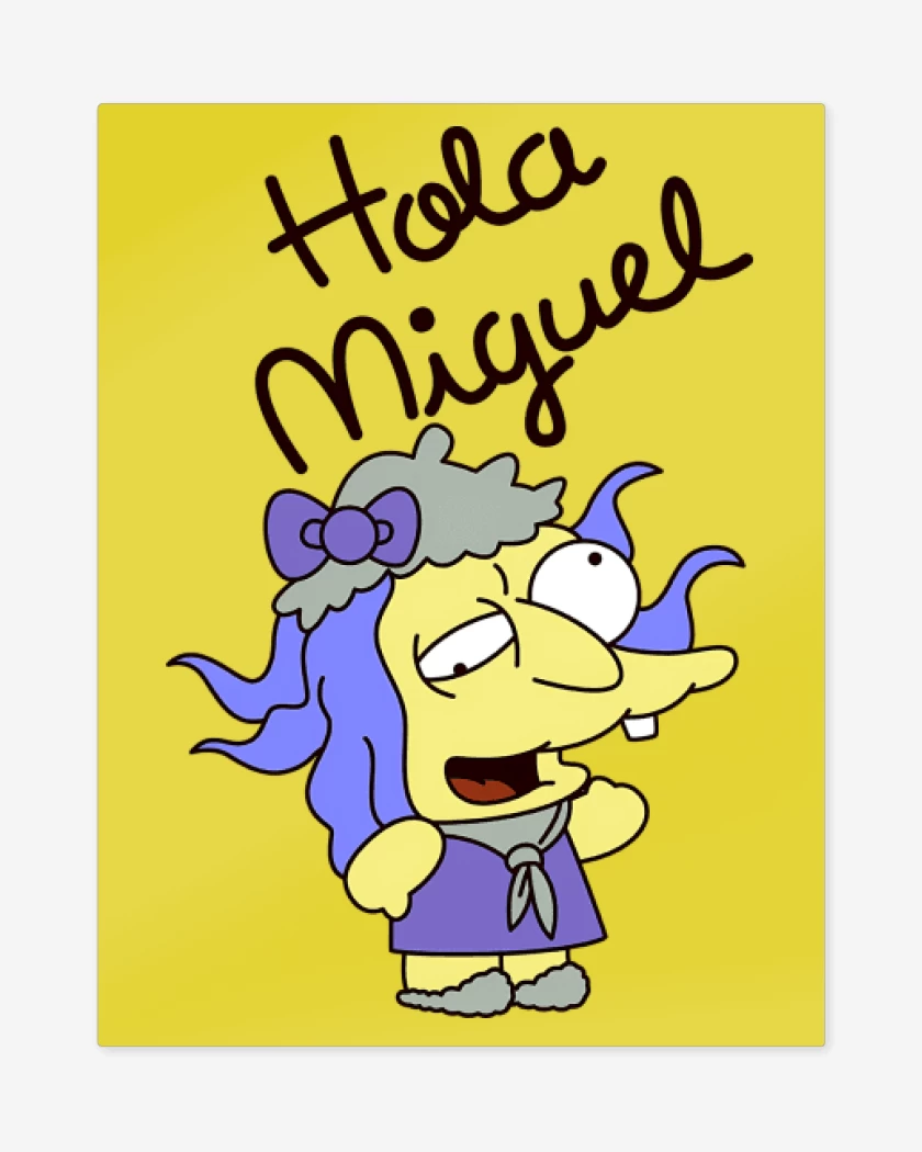 Print metalico Amarillo de Hola Miguel