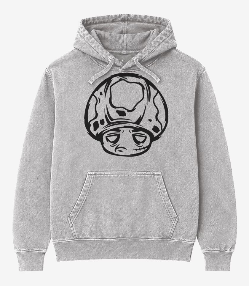 Poleron Canguro Acid Wash Gris Melange de Toad Zombie