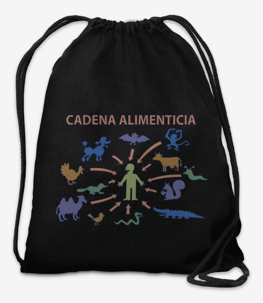 Mochila Negro de Cadena Alimenticia
