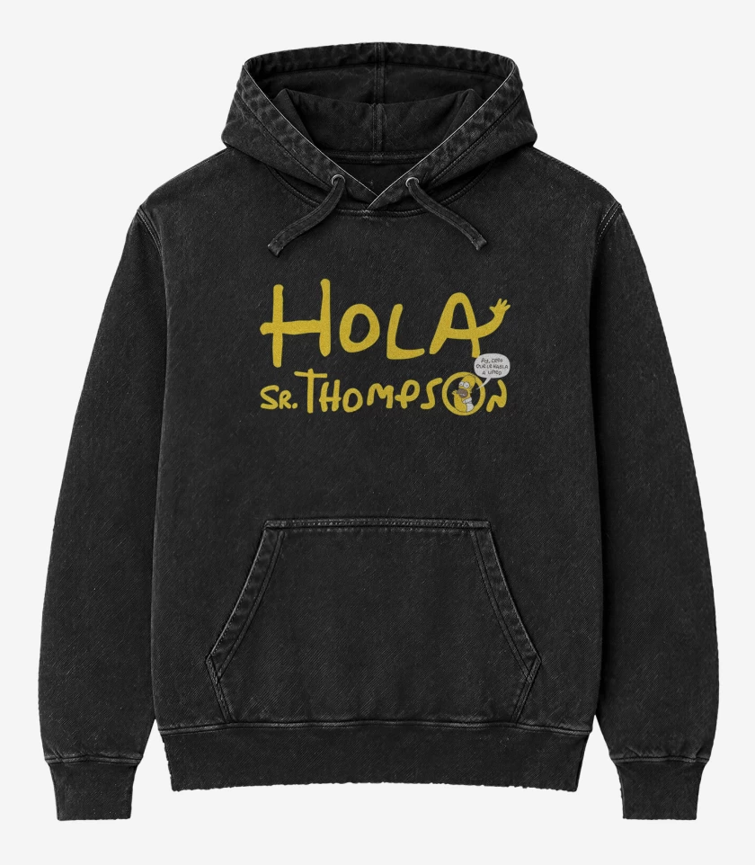 Poleron Canguro Acid Wash Negro de Señor Thompson 