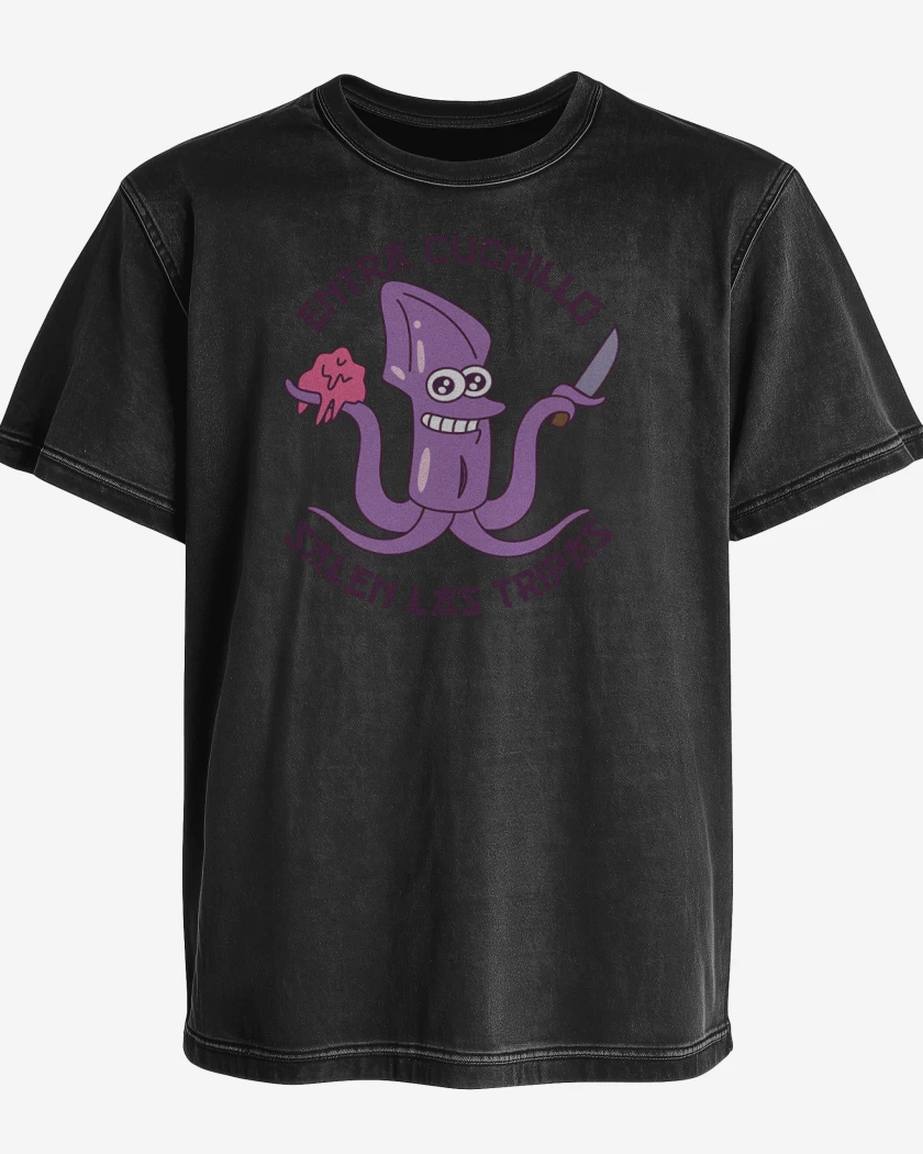 Polera desgastada Negro de Entra Cuchillo