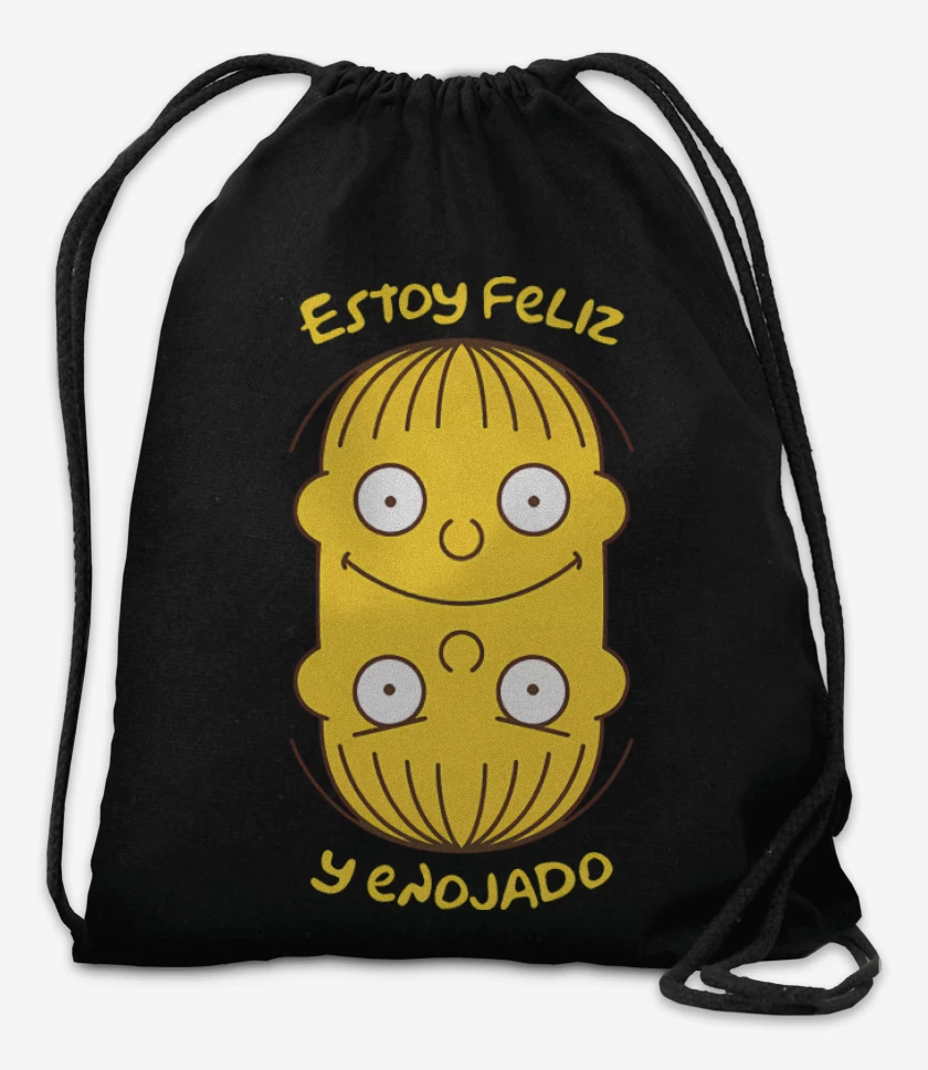Mochila Negro de Estoy Feliz y Enojado