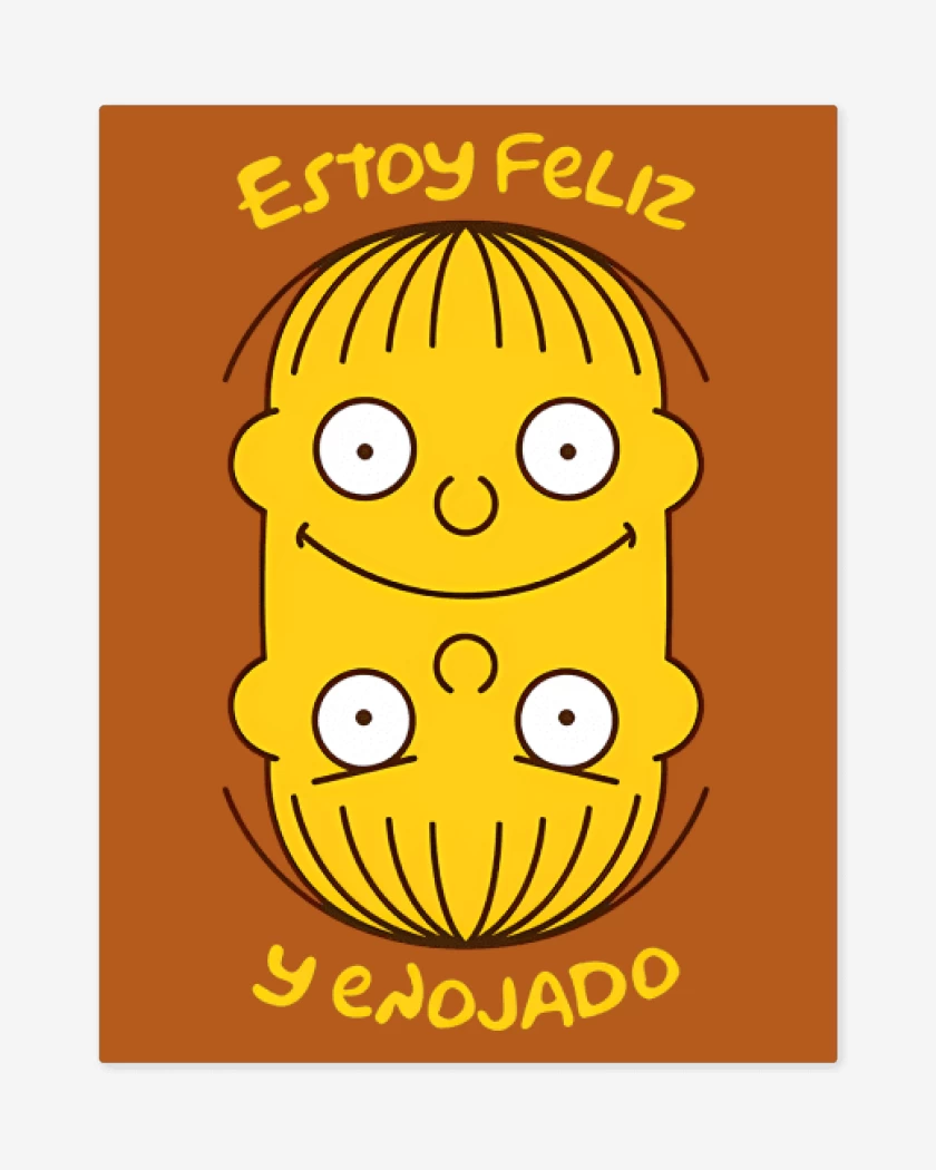 Print metalico Naranjo de Estoy Feliz y Enojado