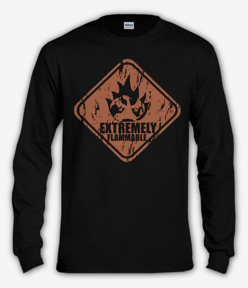 Polera manga larga Negro de Extremely flammable