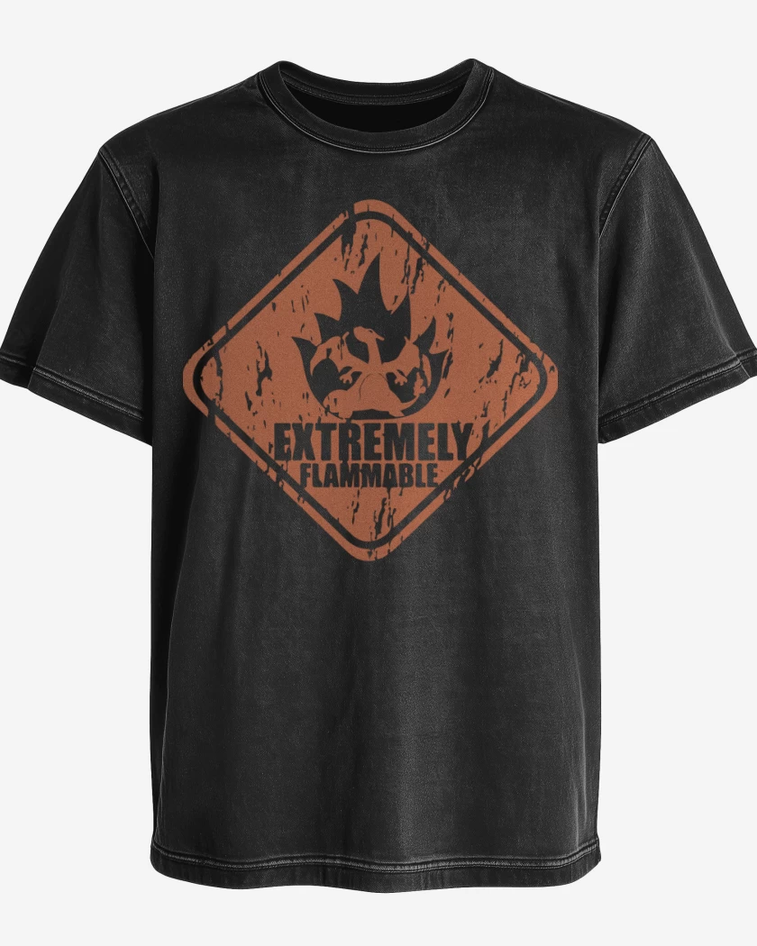 Polera desgastada Negro de Extremely flammable