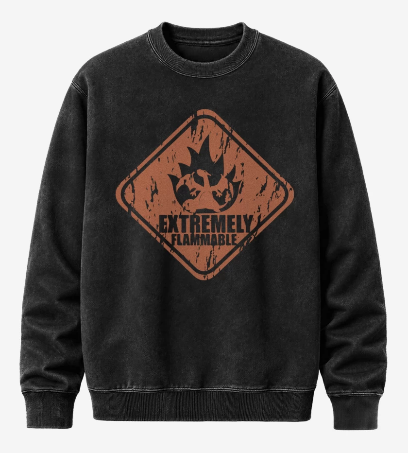 Poleron Polo Acid Wash Negro de Extremely flammable