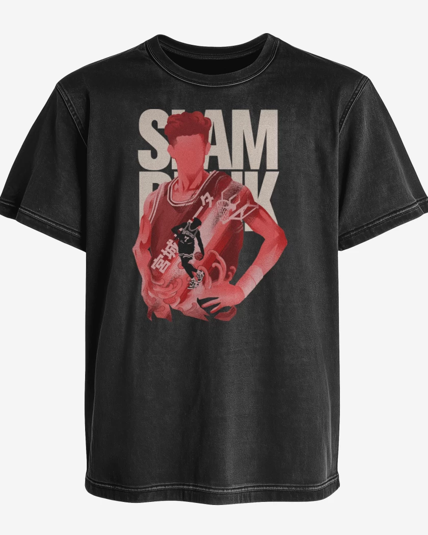 Polera desgastada Negro de Ryota Miyagi 