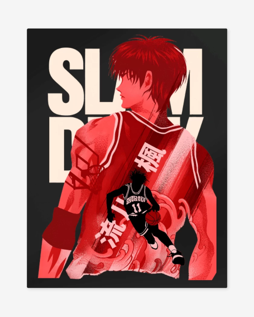 Print metalico Negro de Kaede Rukawa 