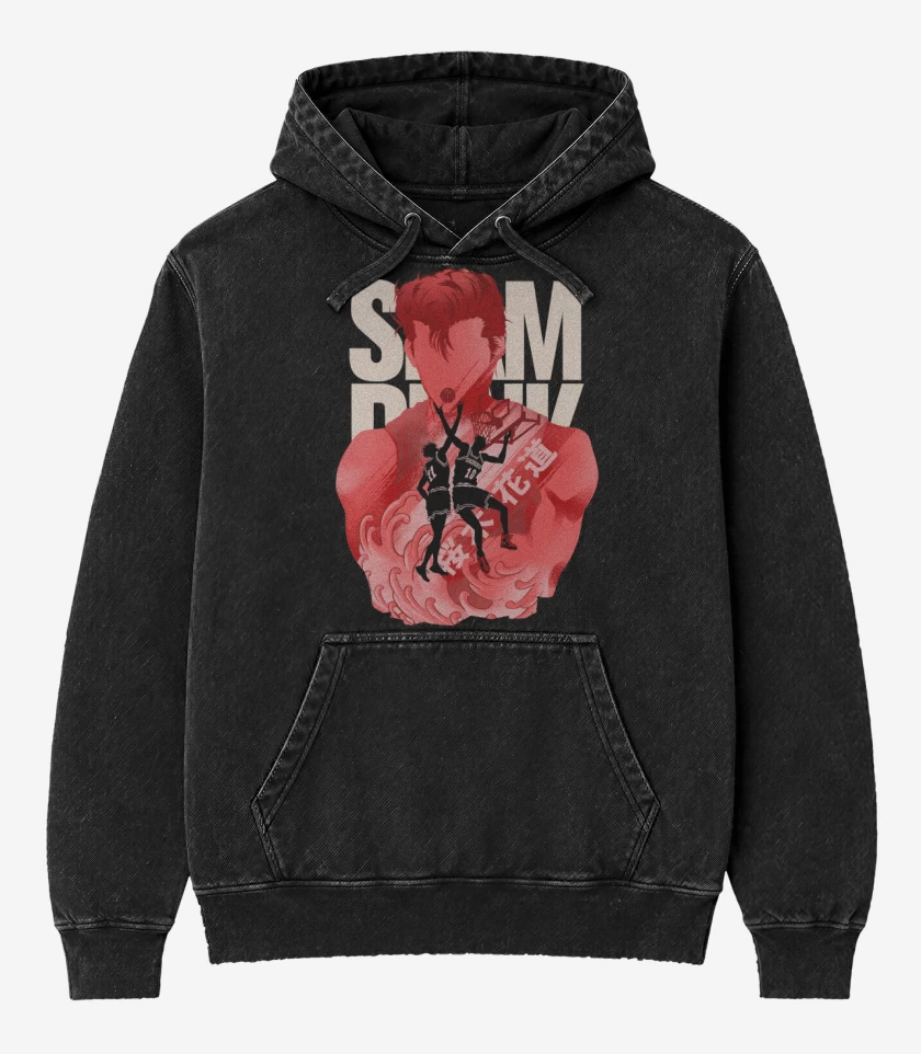 Poleron Canguro Acid Wash Negro de Hanamichi Sakuragi