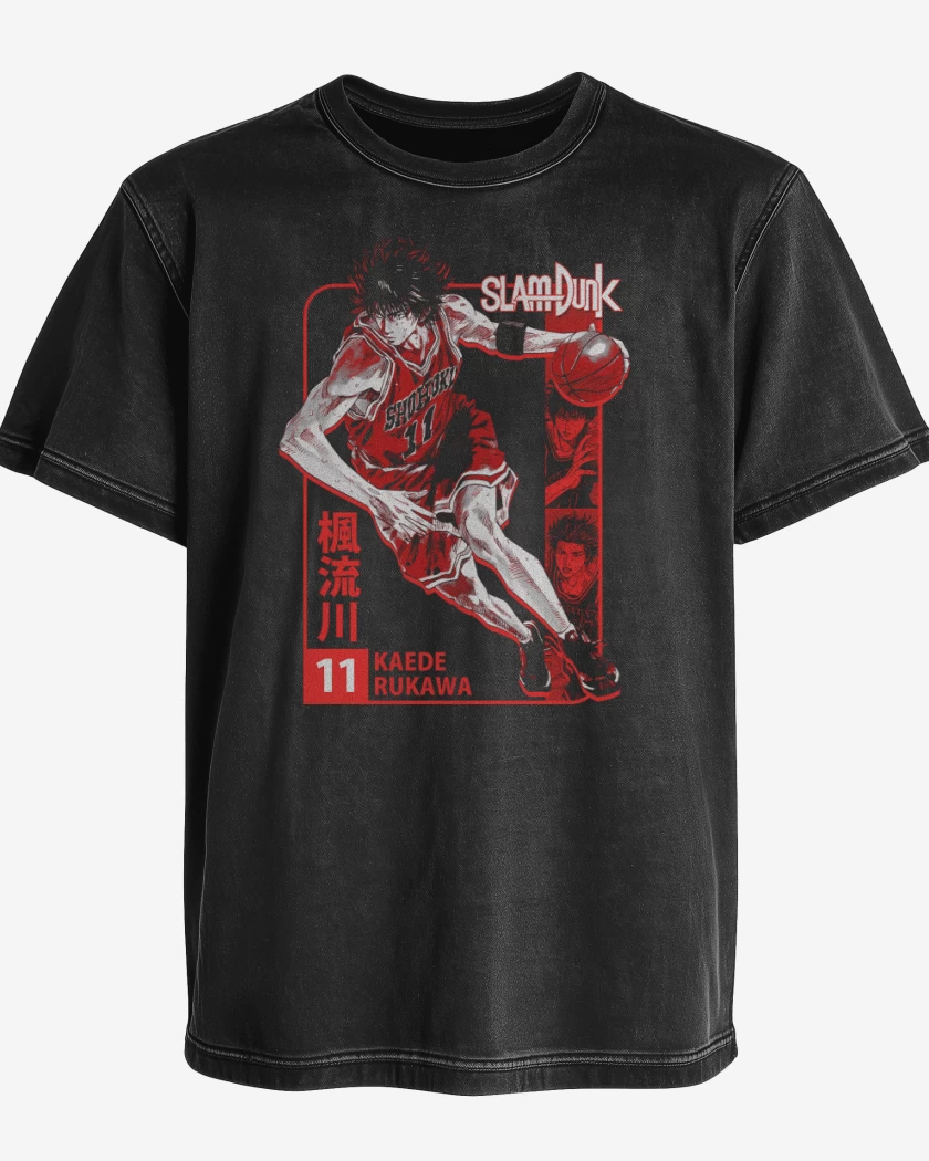 Polera desgastada Negro de Rukawa 