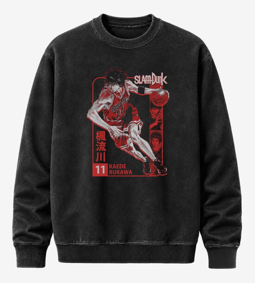Poleron Polo Acid Wash Negro de Rukawa 