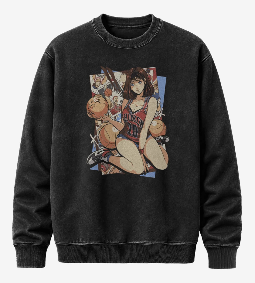Poleron Polo Acid Wash Negro de Haruko Akagi