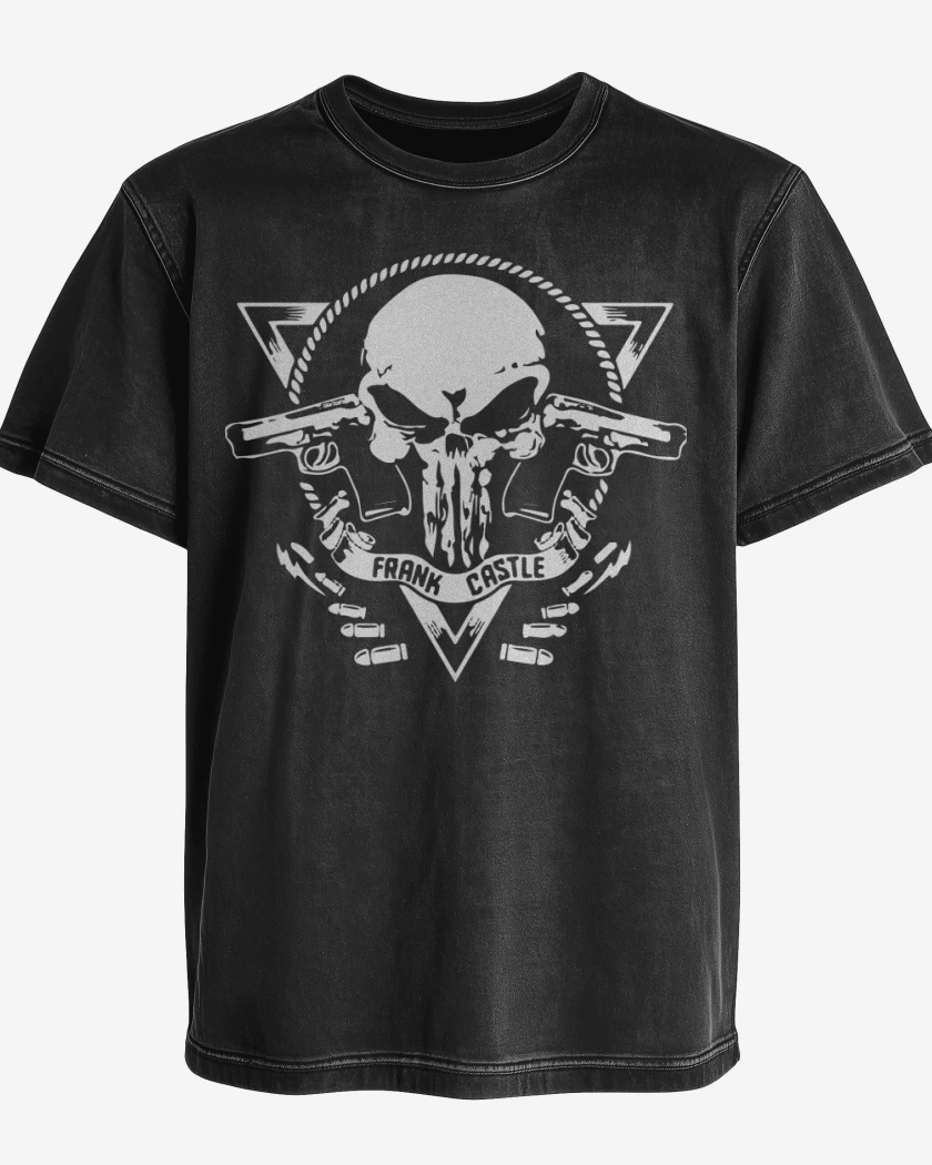 Polera desgastada Negro de Frank Castle