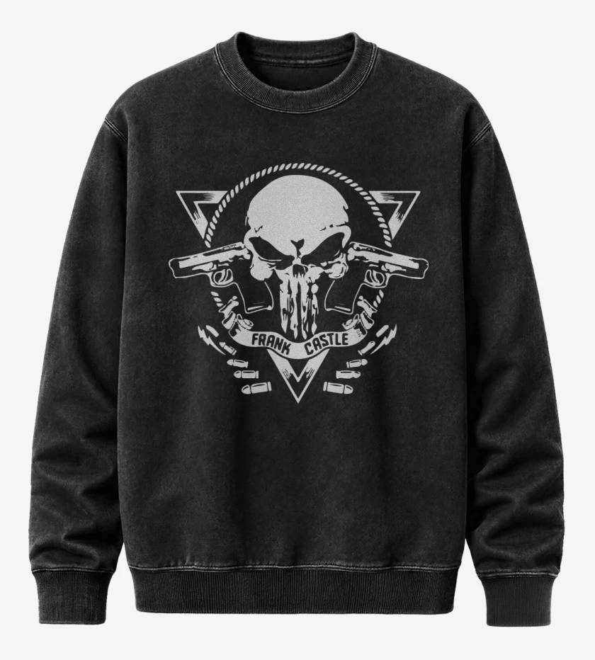 Poleron Polo Acid Wash Negro de Frank Castle