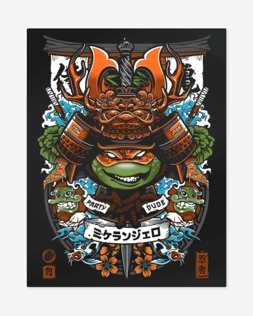 Print metalico Negro de Michelangelo Samurai 