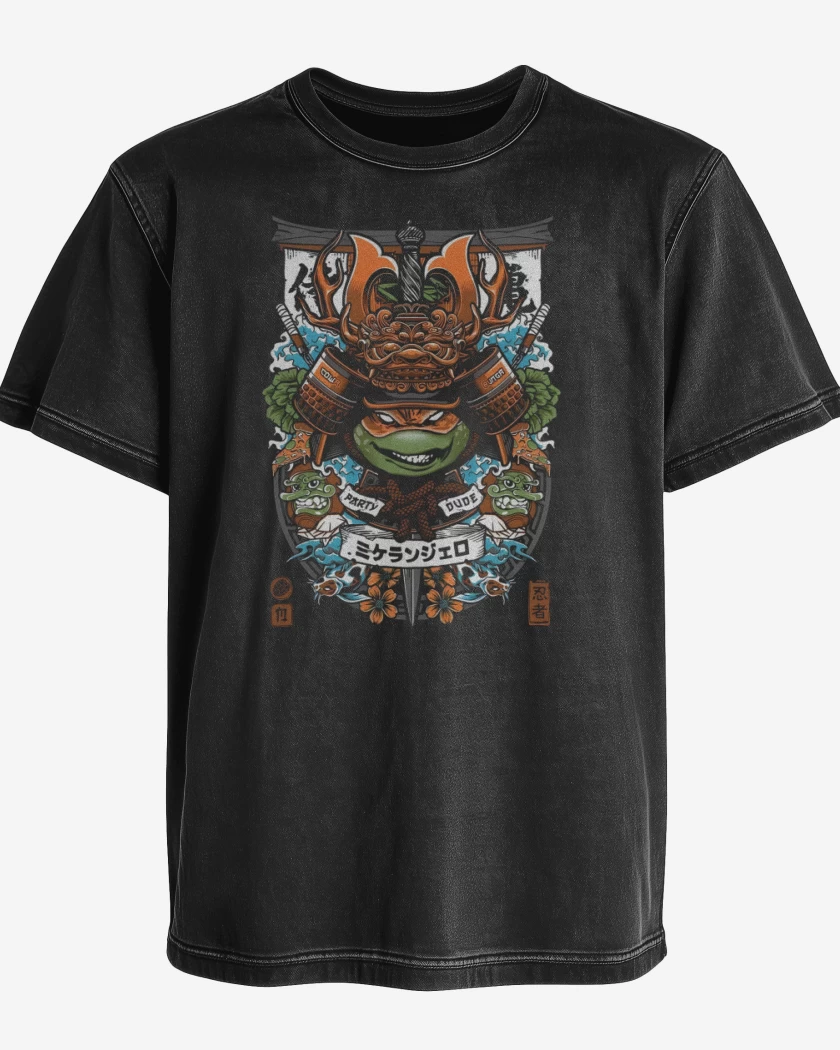 Polera desgastada Michelangelo Samurai 
