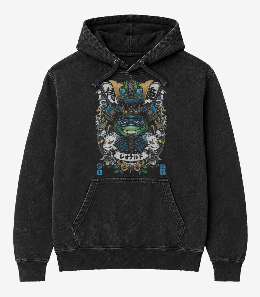 Poleron Canguro Acid Wash Negro de Leonardo Samurai