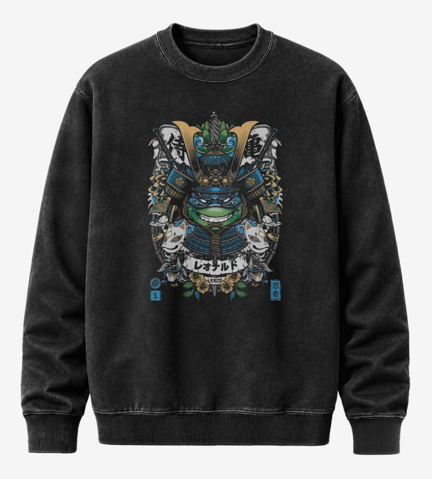 Poleron Polo Acid Wash Negro de Leonardo Samurai
