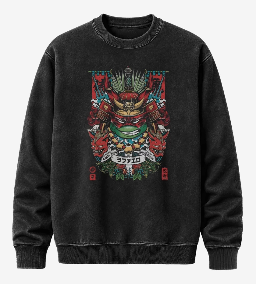 Poleron Polo Acid Wash Negro de Raphael Samurai