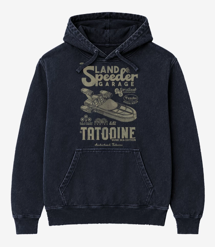 Poleron Canguro Acid Wash Azul Marino de The Land Speeder Garage